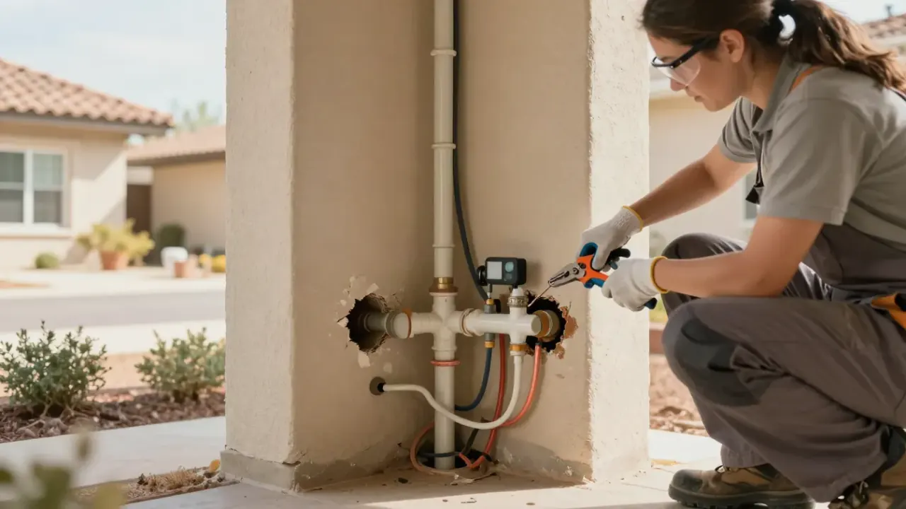 Whole-House Repiping for Older Homes in Baldwin Park, California: repipe specialist installing a new main water manifold