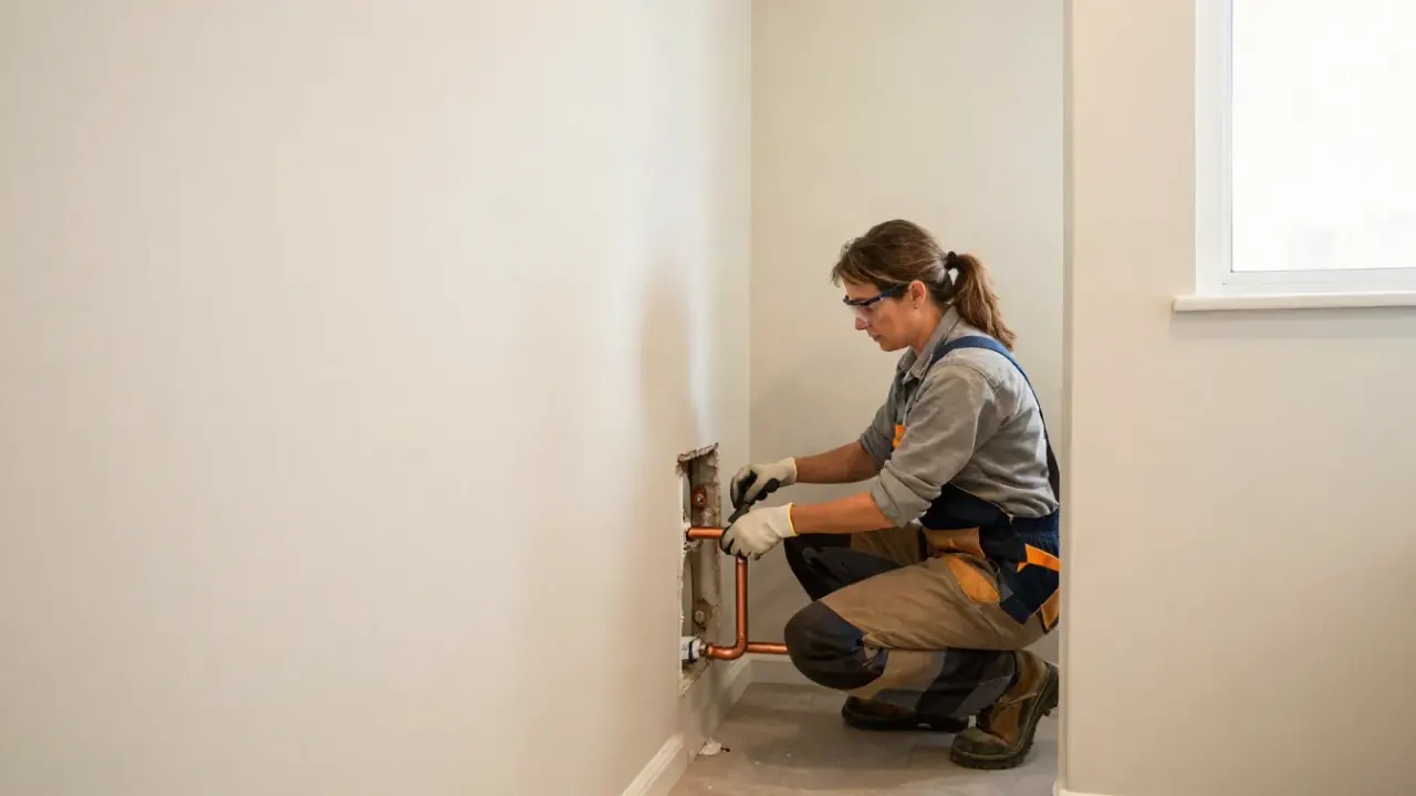 Partial Repiping in Baldwin Park, California: repipe specialist installing a new copper line to connect to an existing pipe